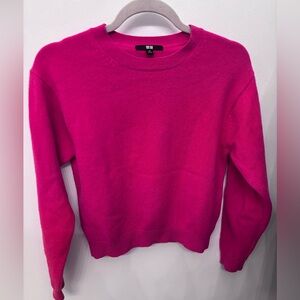 Uniqlo Vibrant Pink Wool Crew Neck Sweater